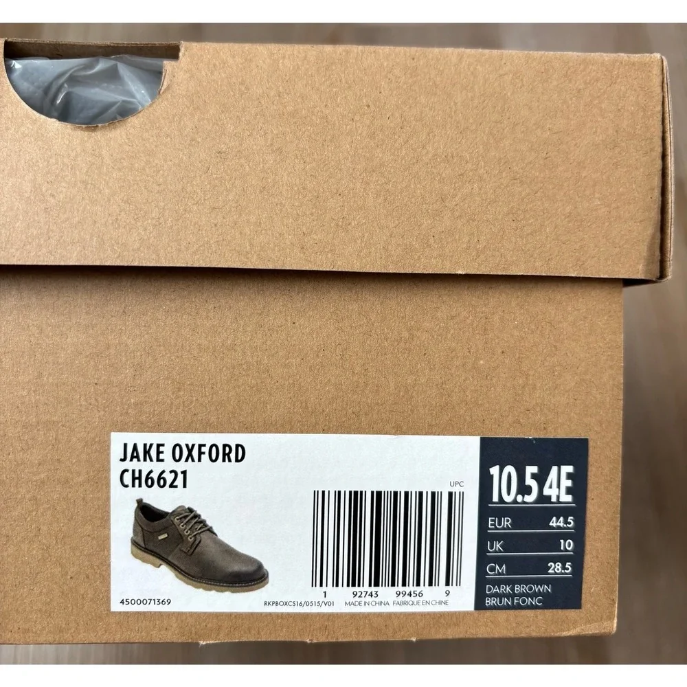 Dunham Jake Oxford Mens 10.5 4E Dark Brown Waterproof‎ Leather Shoes CH6621 NEW